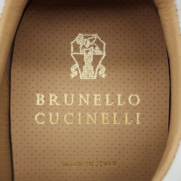 Brunello Cucinelli Deerskin Leather Low Top Sneakers Off White size 40 7US $995 - Picture 7 of 10